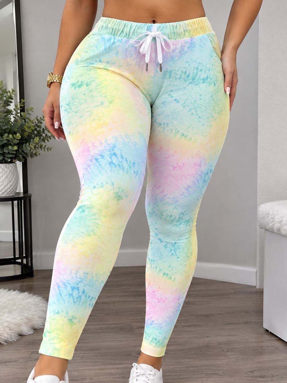 Tie-Dye Pastel High-Waist Leggings - Women Pants